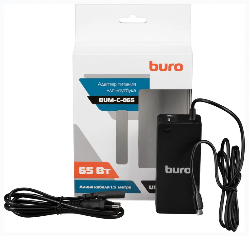 Блок питания Buro BUM-С-065 автоматический 65W 5V-20V 3A 1xUSB 2.4A от бытовой электросети LED индикатор