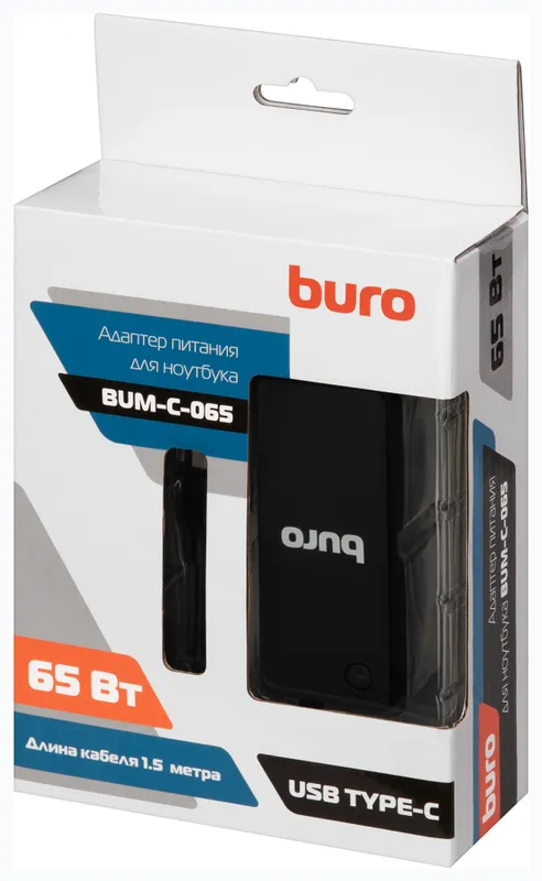 Блок питания Buro BUM-С-065 автоматический 65W 5V-20V 3A 1xUSB 2.4A от бытовой электросети LED индикатор