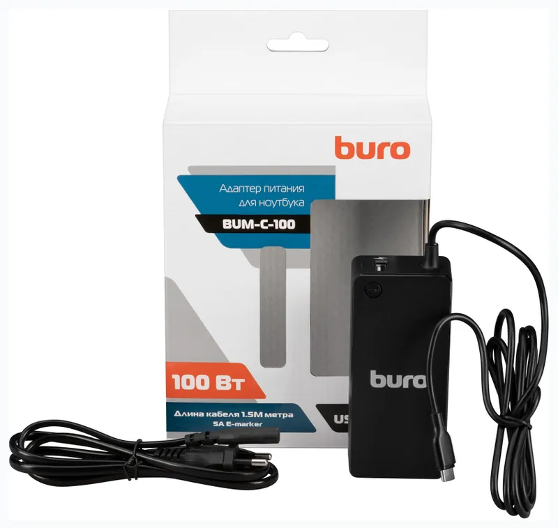 Блок питания Buro BUM-С-100 автоматический 100W 5V-20V 5A 1xUSB 2.4A от бытовой электросети LED индикатор