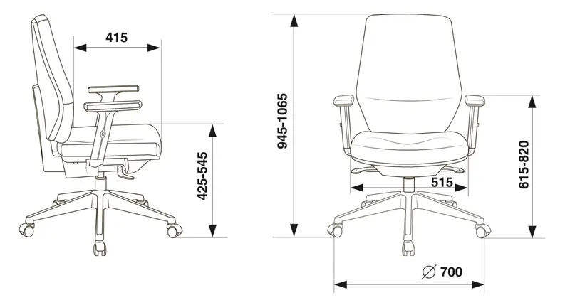 Кресло Бюрократ CH-545/1D черный 38-418 крестов. пластик