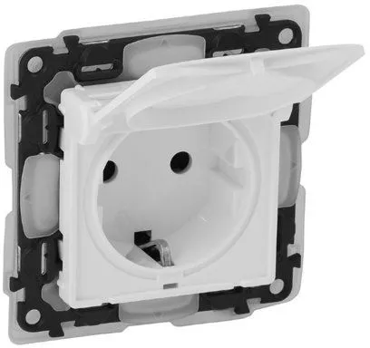 Розетка силов. Legrand Valena Life 753119 скрыт. зазем. штор. крыш. IP44 белый