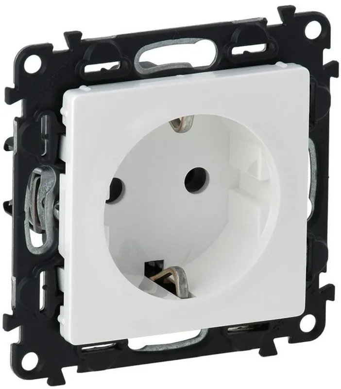 Розетка силов. Legrand Valena Life 753425 одинар. скрыт. зазем. IP20 белый