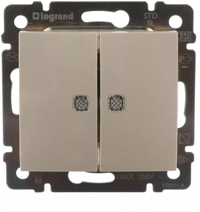 Выключатель Legrand Valena скрыт. 2кл. с подсветкой IP20 слоновая кость (774328)