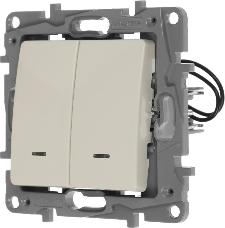 Выключатель Legrand Etika скрыт. 2кл. с подсветкой IP20 слоновая кость (672304)