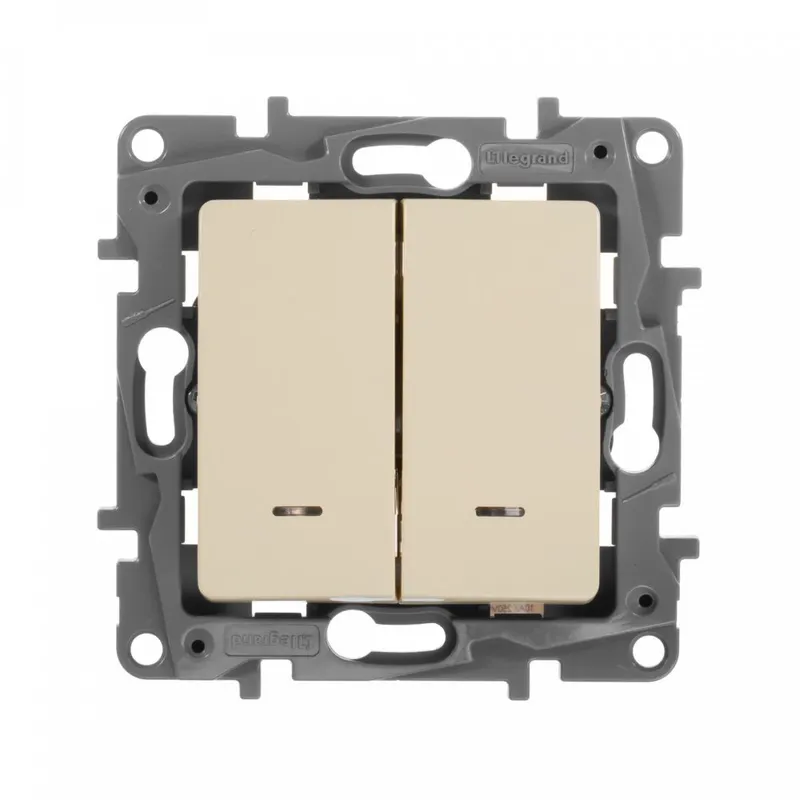 Выключатель Legrand Etika скрыт. 2кл. с подсветкой IP20 слоновая кость (672304)