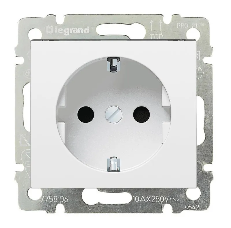 Розетка силов. Legrand Valena 774420 скрыт. зазем. белый