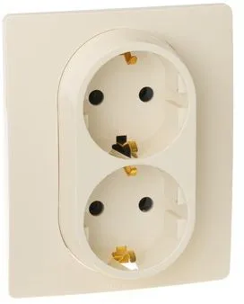 Розетка силов. Legrand Etika 672333 2розет. скрыт. зазем. штор. IP21 слоновая кость
