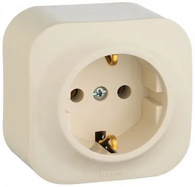 Розетка силов. Legrand Quteo 782250 откр. зазем. штор. IP20 слоновая кость