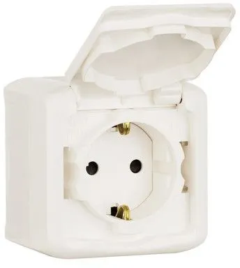 Розетка силов. Legrand Quteo 782321 откр. зазем. штор. крыш. IP44 белый