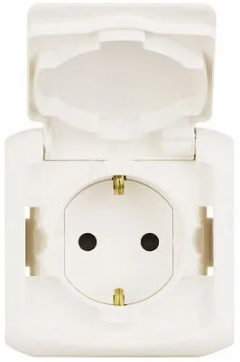 Розетка силов. Legrand Quteo 782321 откр. зазем. штор. крыш. IP44 белый