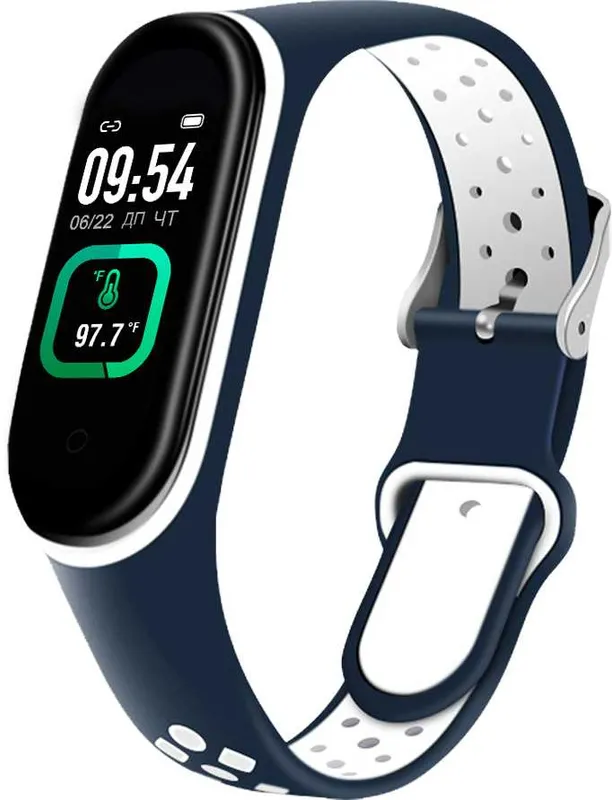 Фитнес-трекер Smarterra FitMaster Ton TFT корп.:черный рем.:синий/белый (SMFT-T03)
