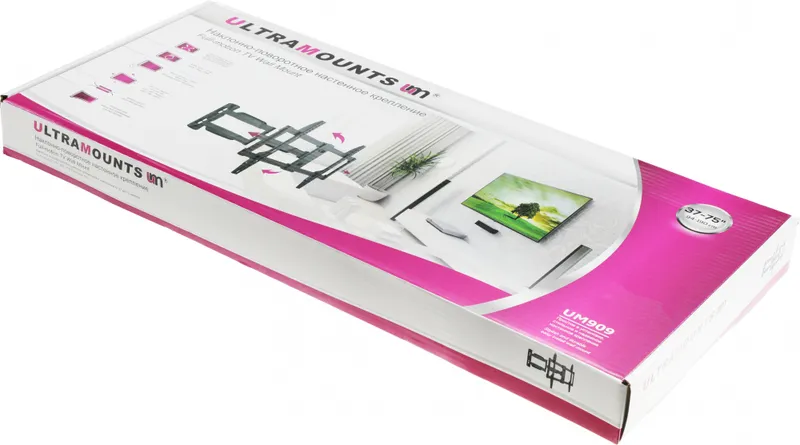 Кронштейн для телевизора Ultramounts UM909 черный 37"-75" макс.35кг настенный поворотно-выдвижной и наклонный