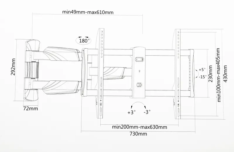 Кронштейн для телевизора Ultramounts UM909 черный 37"-75" макс.35кг настенный поворотно-выдвижной и наклонный