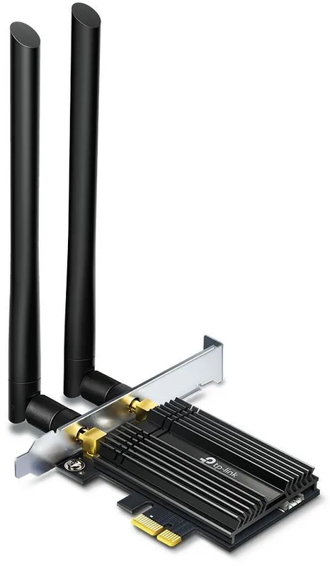 TP-Link Archer TX50E, AX3000 Двухдиапазонный Wi-Fi 6 Bluetooth 5.0 адаптер PCI Express, до 574 Мбит/с на 2,4 ГГц + до 2402 Мбит/с на 5 ГГц, 2 антенны с высоким коэф. усиления