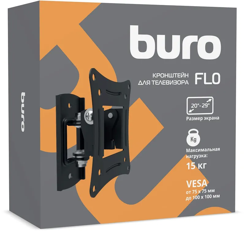 Кронштейн для телевизора Buro FL0 черный 20"-29" макс.15кг настенный поворот и наклон