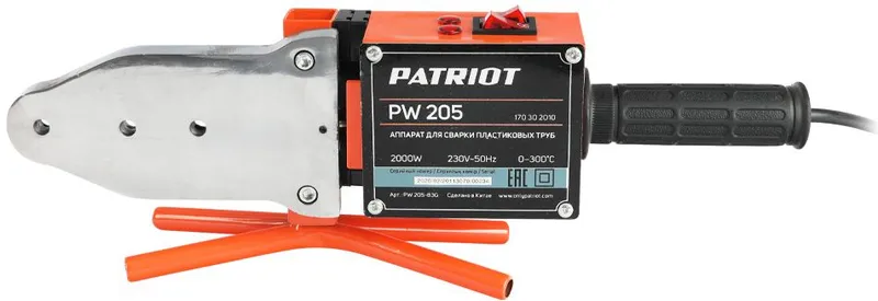 Сварочный аппарат для пластиковых труб Patriot PW 205 2кВт Тмакс.:300 парн.насад. 6насад. (кейс в компл.) (170302010)