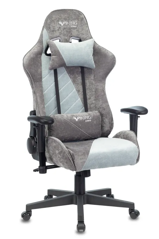 Кресло игровое Zombie VIKING X Fabric серо-голубой с подголов. крестов. пластик