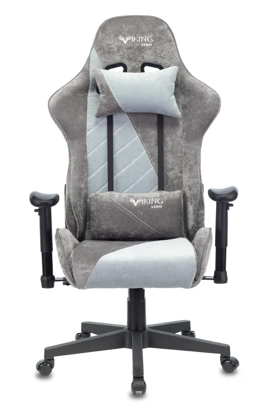 Кресло игровое Zombie VIKING X Fabric серо-голубой с подголов. крестов. пластик