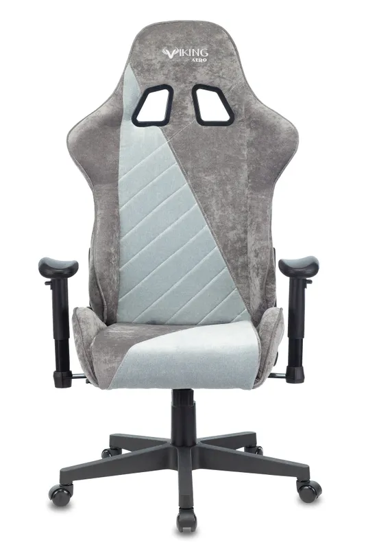 Кресло игровое Zombie VIKING X Fabric серо-голубой с подголов. крестов. пластик