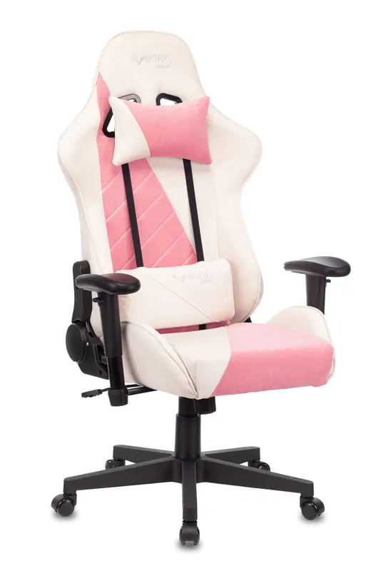 Кресло игровое Zombie VIKING X Fabric белый/розовый с подголов. крестов. пластик