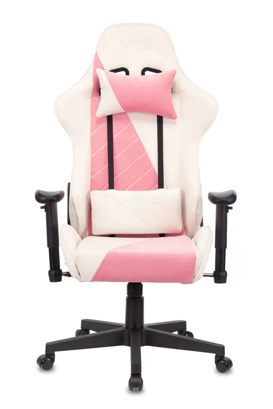 Кресло игровое Zombie VIKING X Fabric белый/розовый с подголов. крестов. пластик