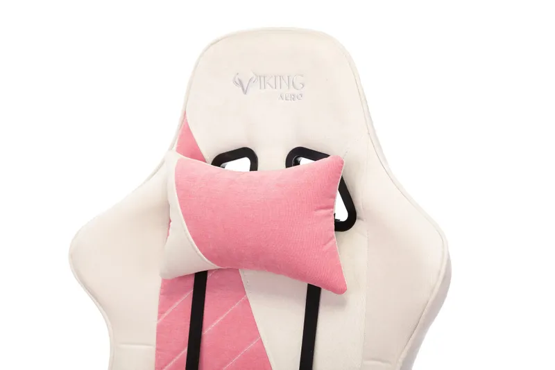 Кресло игровое Zombie VIKING X Fabric белый/розовый с подголов. крестов. пластик