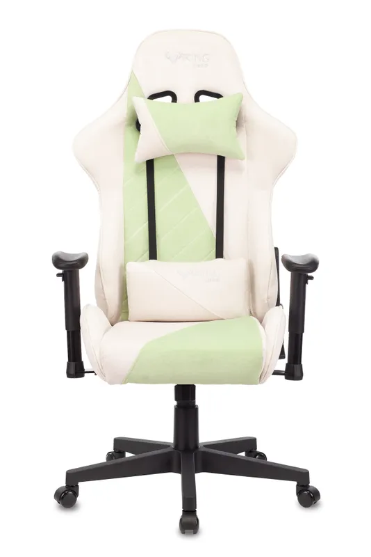 Кресло игровое Zombie VIKING X Fabric белый/зеленый с подголов. крестов. пластик