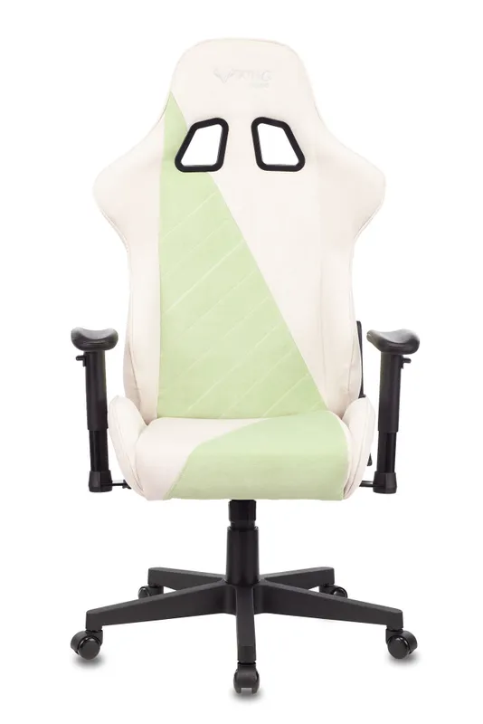 Кресло игровое Zombie VIKING X Fabric белый/зеленый с подголов. крестов. пластик