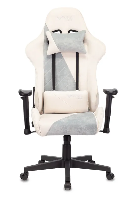 Кресло игровое Zombie VIKING X Fabric белый/серо-голубой с подголов. крестов. пластик