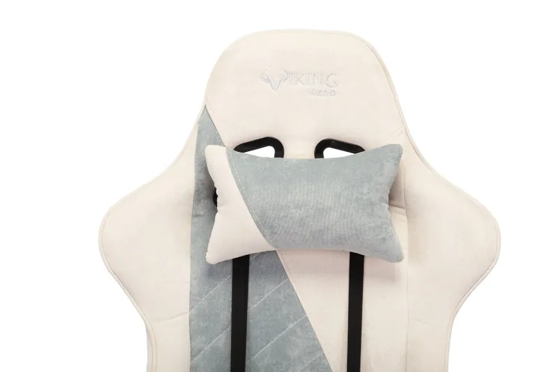 Кресло игровое Zombie VIKING X Fabric белый/серо-голубой с подголов. крестов. пластик