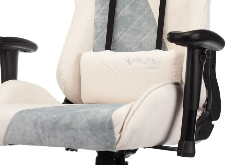 Кресло игровое Zombie VIKING X Fabric белый/серо-голубой с подголов. крестов. пластик