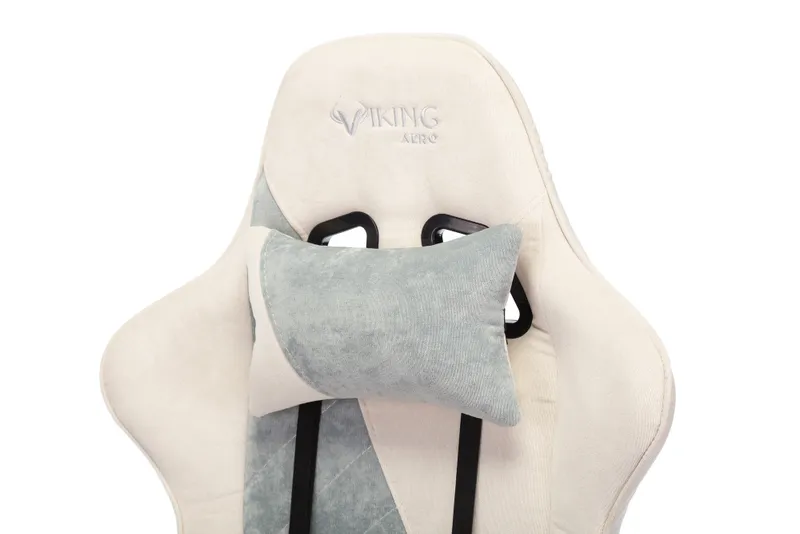 Кресло игровое Zombie VIKING X Fabric белый/серо-голубой с подголов. крестов. пластик