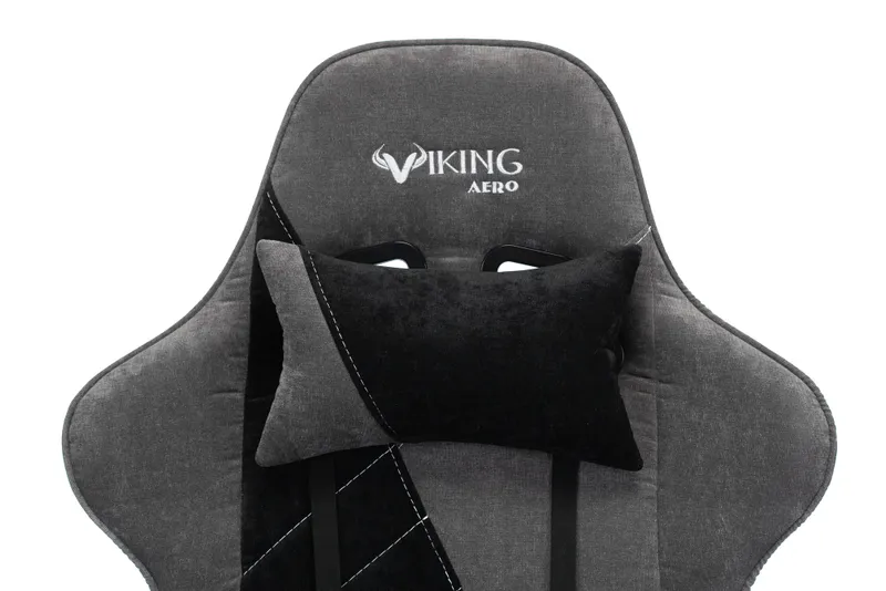 Кресло игровое Zombie VIKING X Fabric серый/черный с подголов. крестов. пластик