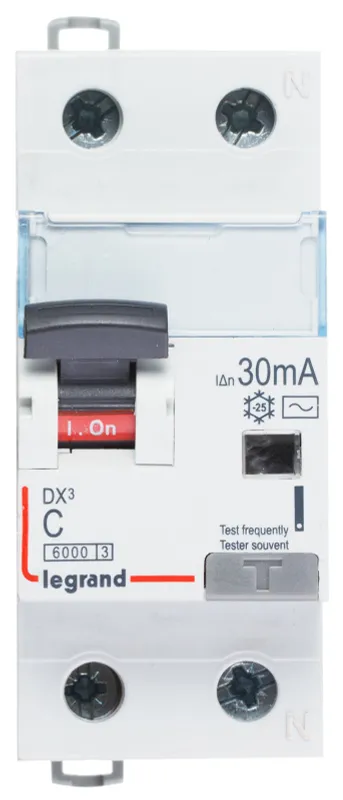 Выключатель автом. дифф. тока Legrand DX3 (411041) 16A 6kA 10мА AC 1П+Н 230В 2мод