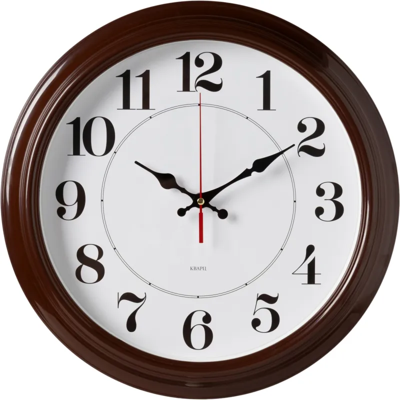 Часы настенные аналоговые Бюрократ WALLC-R85P D35см коричневый/белый (WALLC-R85P35/BROWN)