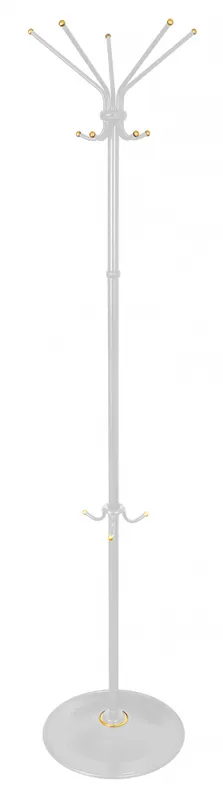 Вешалка напольная Бюрократ СС 136/WHITE белый основание круг наконечники латунь крючки двойные для верхней одежды метал. (упак.:1шт)