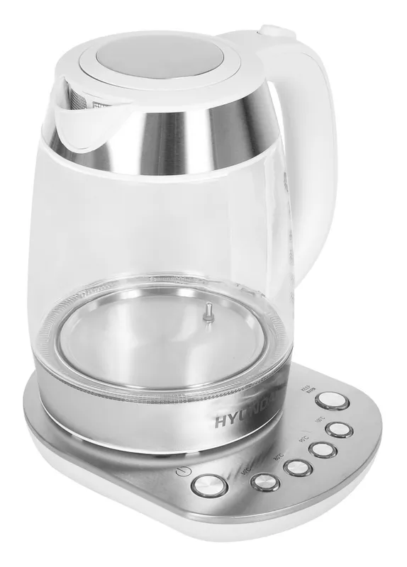 Чайник электрический Hyundai HYK-G4033 1.7л. 2200Вт белый/серебристый (корпус: стекло)