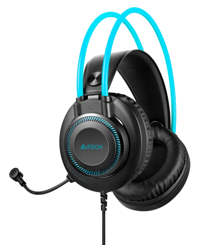 Наушники с микрофоном A4Tech Fstyler FH200U серый/синий 2м накладные USB оголовье (FH200U BLUE)