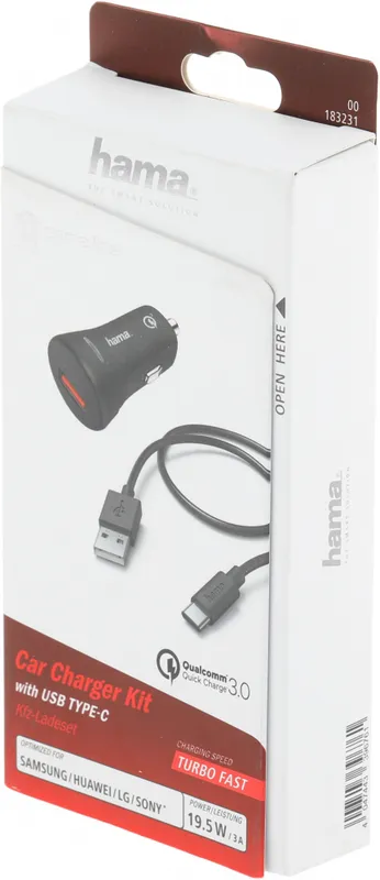 Комплект зар./устр. Hama H-183231 3A (QC) USB универсальное черный (00183231)