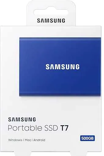 Твердотельный накопитель SSD Samsung T7 External 500Gb BLUE USB 3.2 (MU-PC500H/WW) 1year