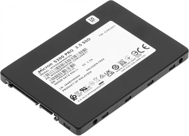 Накопитель SSD Crucial SATA-III 960GB MTFDDAK960TDS-1AW1ZABYY Micron 5300PRO 2.5"