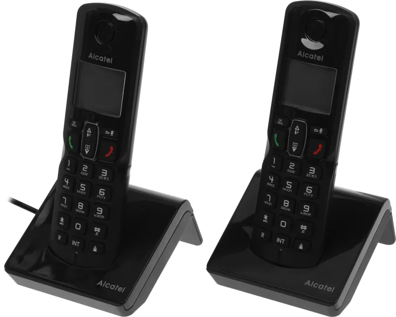 Р/Телефон Dect Alcatel S230 DUO RU черный (труб. в компл.:2шт) АОН
