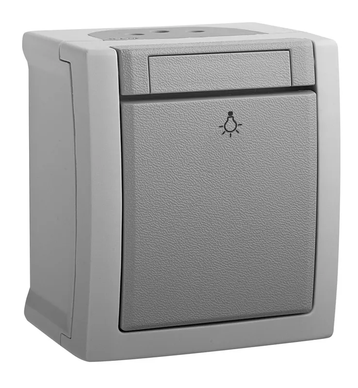 Выключатель Panasonic Pacific откр. 1кл. кнопоч.нажим. IP54 серый матовый (упак.:1шт) (WPTC40162GR-RU)