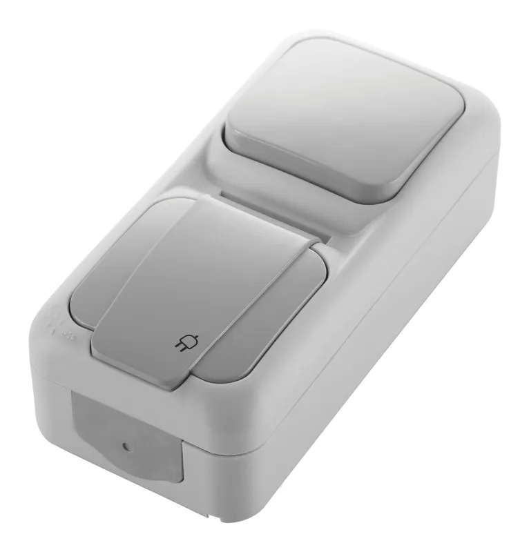 Выключатель Panasonic Palmiye откр. 1кл. IP54 серый глянцевый (упак.:1шт) (90555781-RU)