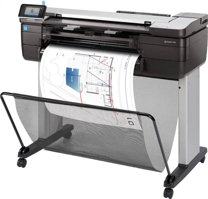 Широкоформатный принтер HP DesignJetT830 MFP (p/s/c, 24",4color,2400x1200dpi,1Gb,26sppA1,USB for Flash/GigEth/Wi-Fi,stand,mediabin,rollfeed,sheetfeed,tray50(A3/A4),autocutter,Scanner600dpi,24x109", repl. F9A28A)