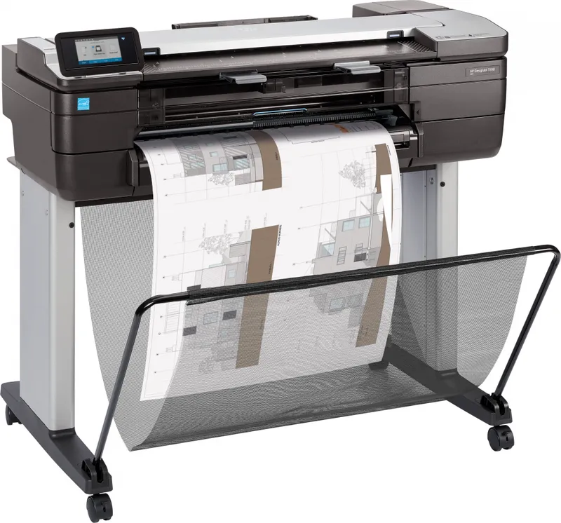 Широкоформатный принтер HP DesignJetT830 MFP (p/s/c, 24",4color,2400x1200dpi,1Gb,26sppA1,USB for Flash/GigEth/Wi-Fi,stand,mediabin,rollfeed,sheetfeed,tray50(A3/A4),autocutter,Scanner600dpi,24x109", repl. F9A28A)