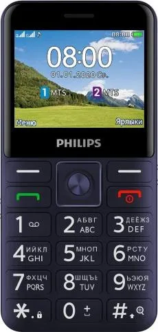 Мобильный телефон Philips E207 Xenium 32Mb синий моноблок 2Sim 2.31" 240x320 Nucleus 0.08Mpix GSM900/1800 FM microSD max32Gb
