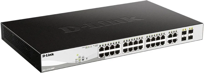 Коммутатор D-Link DGS-1210-28MP/FL1A (L2) 28x1Гбит/с 4xКомбо(1000BASE-T/SFP) 24PoE+ 370W управляемый