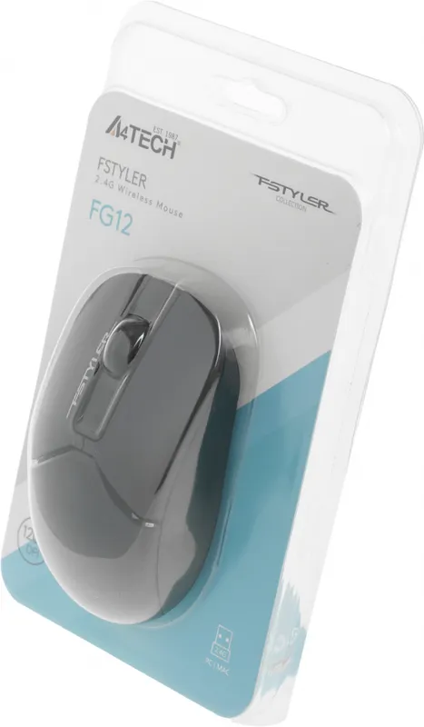 Мышь A4Tech Fstyler FG12 черный оптическая (1200dpi) беспроводная USB (3but)