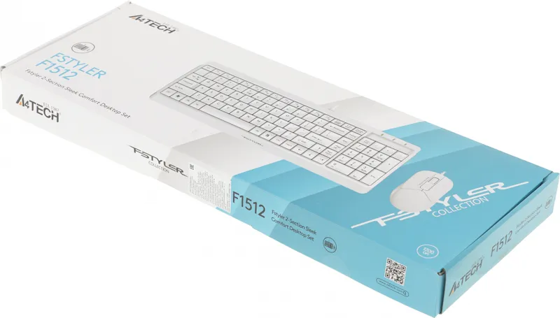 Клавиатура + мышь A4Tech Fstyler F1512 клав:белый мышь:белый USB (F1512 WHITE)